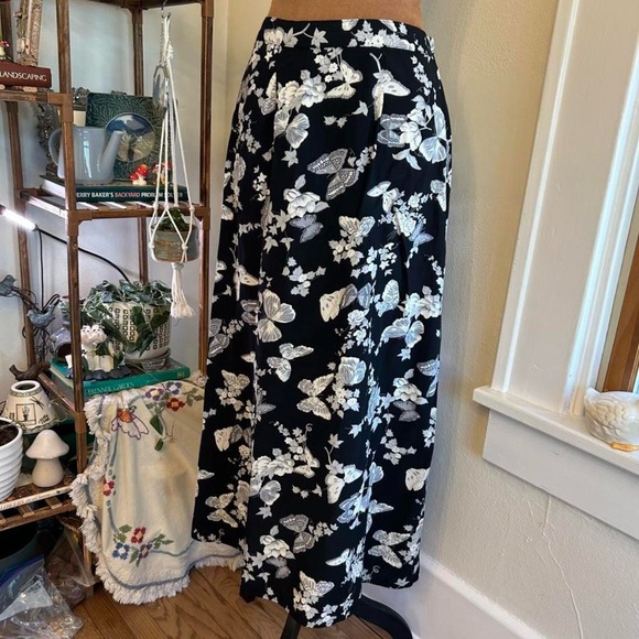 Vintage Studio Dresses & Skirts - Vintage Goth Fairycore Black+Grey Butterfly Floral Midi Skirt by Vintage Studio
